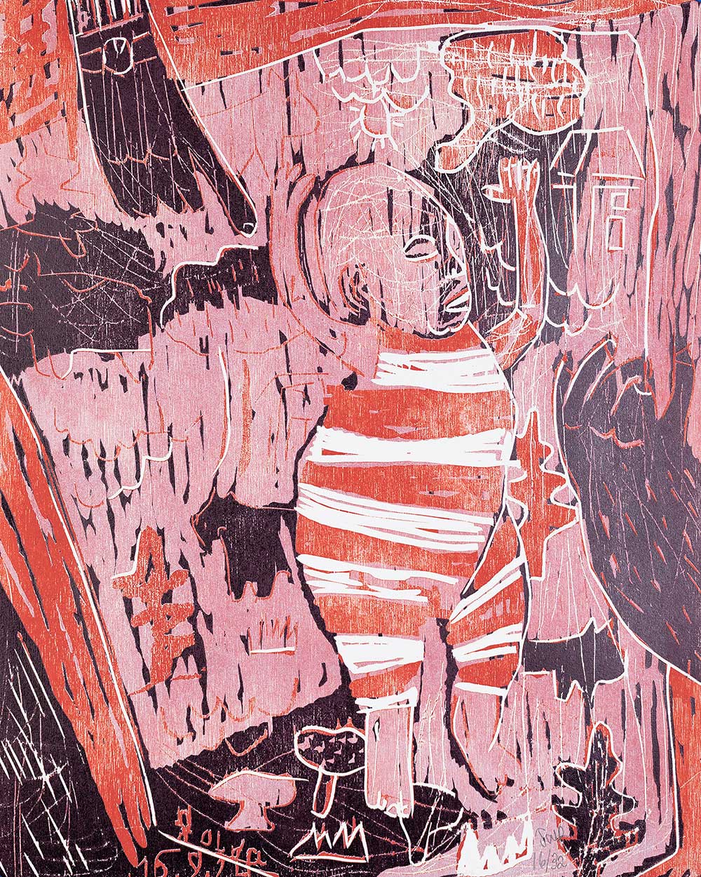 TAL-R-(1967)-ILDK.-UDEN-TITEL,-2024.-TRÆSNIT,-40-X-50-CM